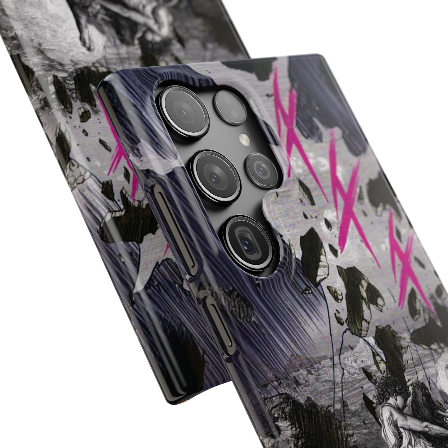 Lionbreaker Fierce Combat Monochrome Design with Electric Fuchsia Sound Glyphs Phone Case