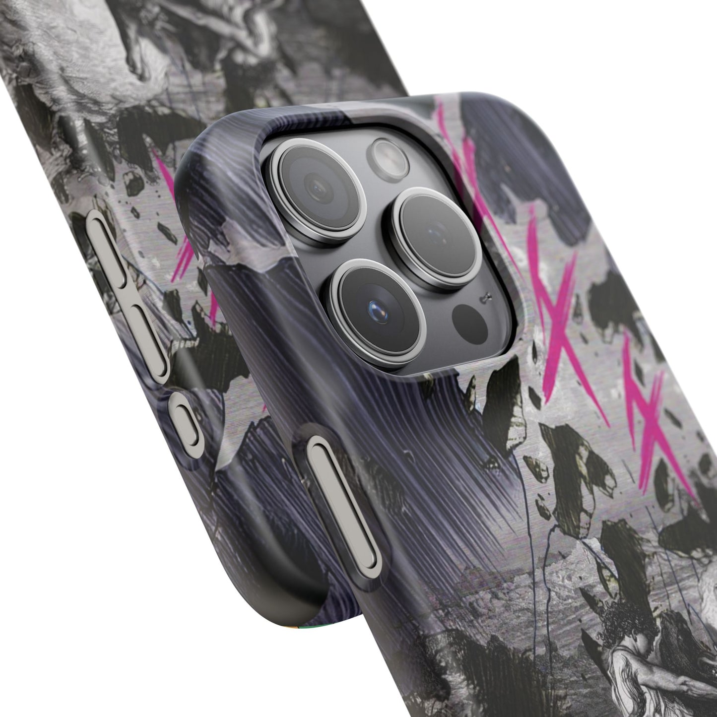 Lionbreaker Fierce Combat Monochrome Design with Electric Fuchsia Sound Glyphs Phone Case