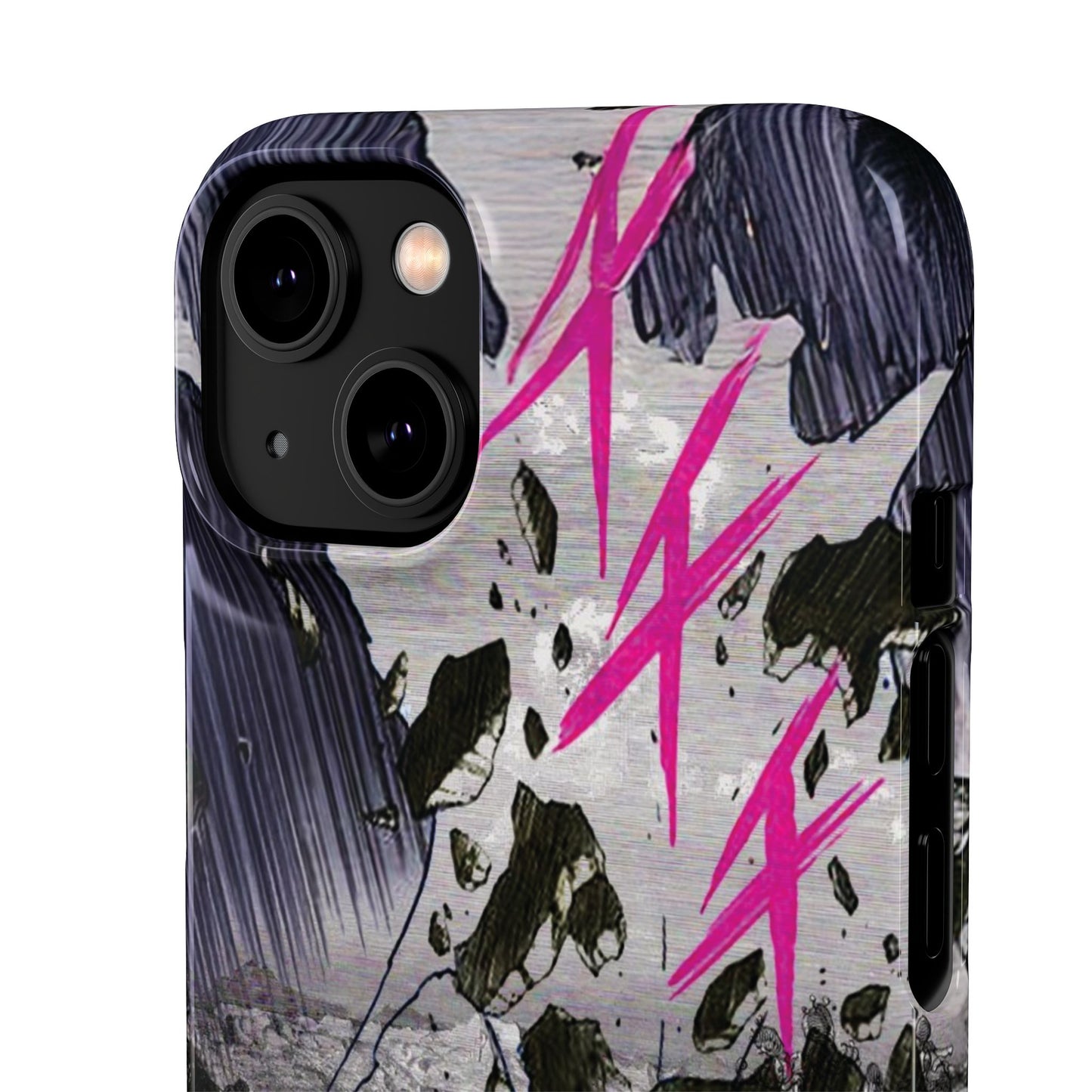 Lionbreaker Fierce Combat Monochrome Design with Electric Fuchsia Sound Glyphs Phone Case