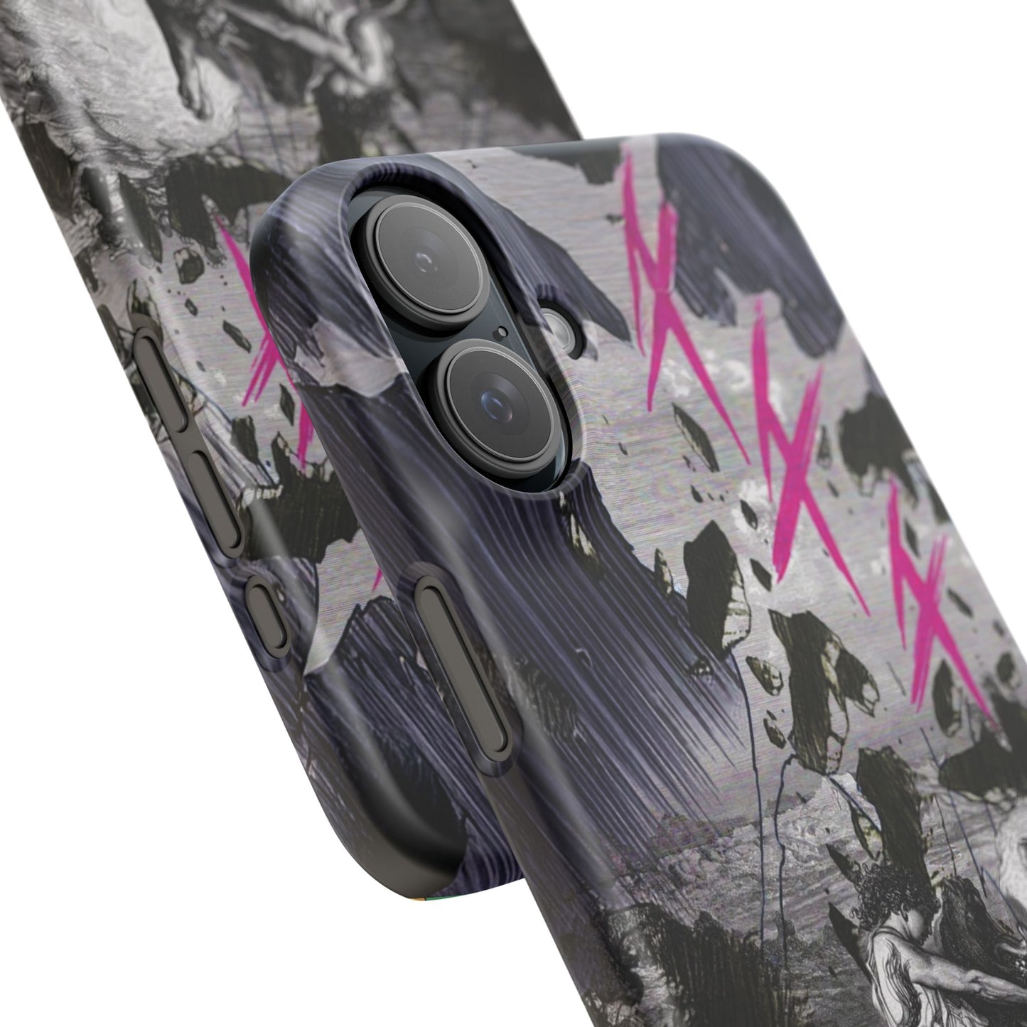 Lionbreaker Fierce Combat Monochrome Design with Electric Fuchsia Sound Glyphs Phone Case