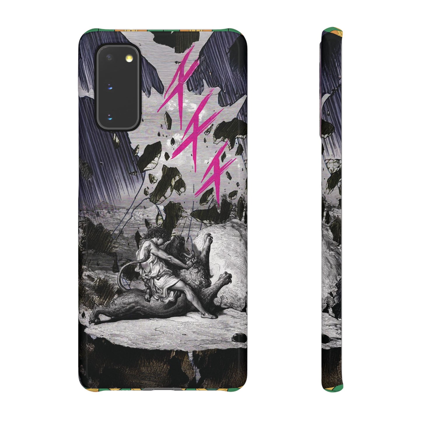 Lionbreaker Fierce Combat Monochrome Design with Electric Fuchsia Sound Glyphs Phone Case