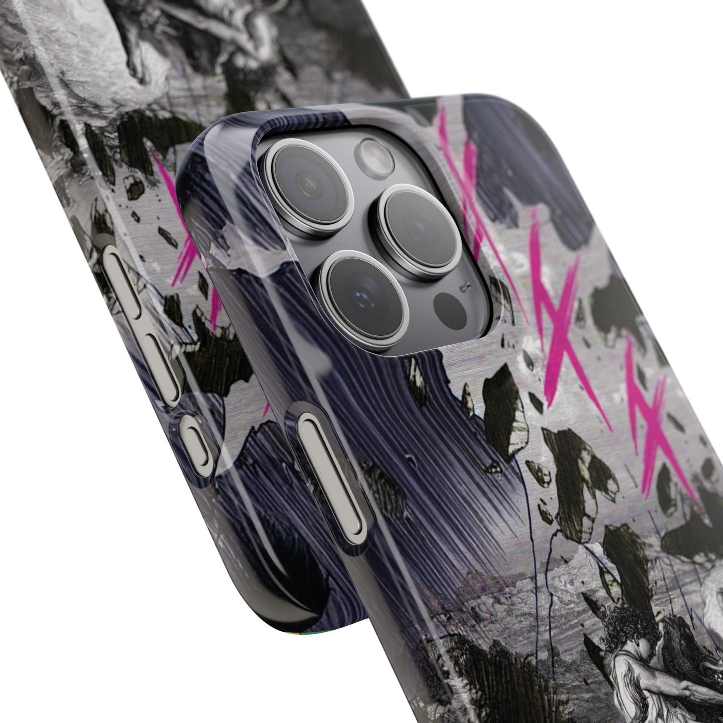 Lionbreaker Fierce Combat Monochrome Design with Electric Fuchsia Sound Glyphs Phone Case