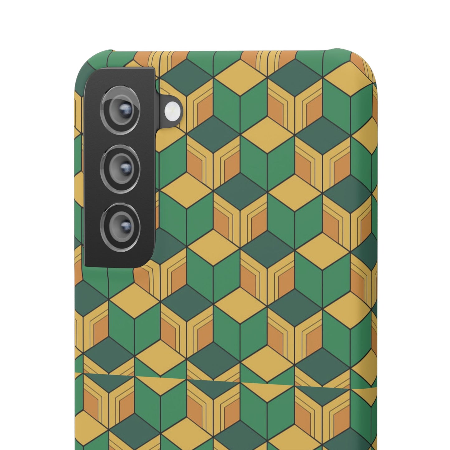 Sabito's Haori Pattern Anime iPhone Case - Geometric Green and Yellow Design