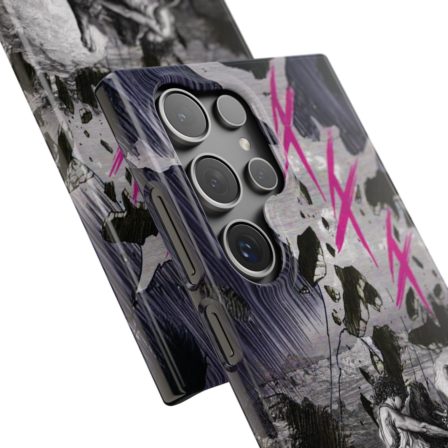 Lionbreaker Fierce Combat Monochrome Design with Electric Fuchsia Sound Glyphs Phone Case