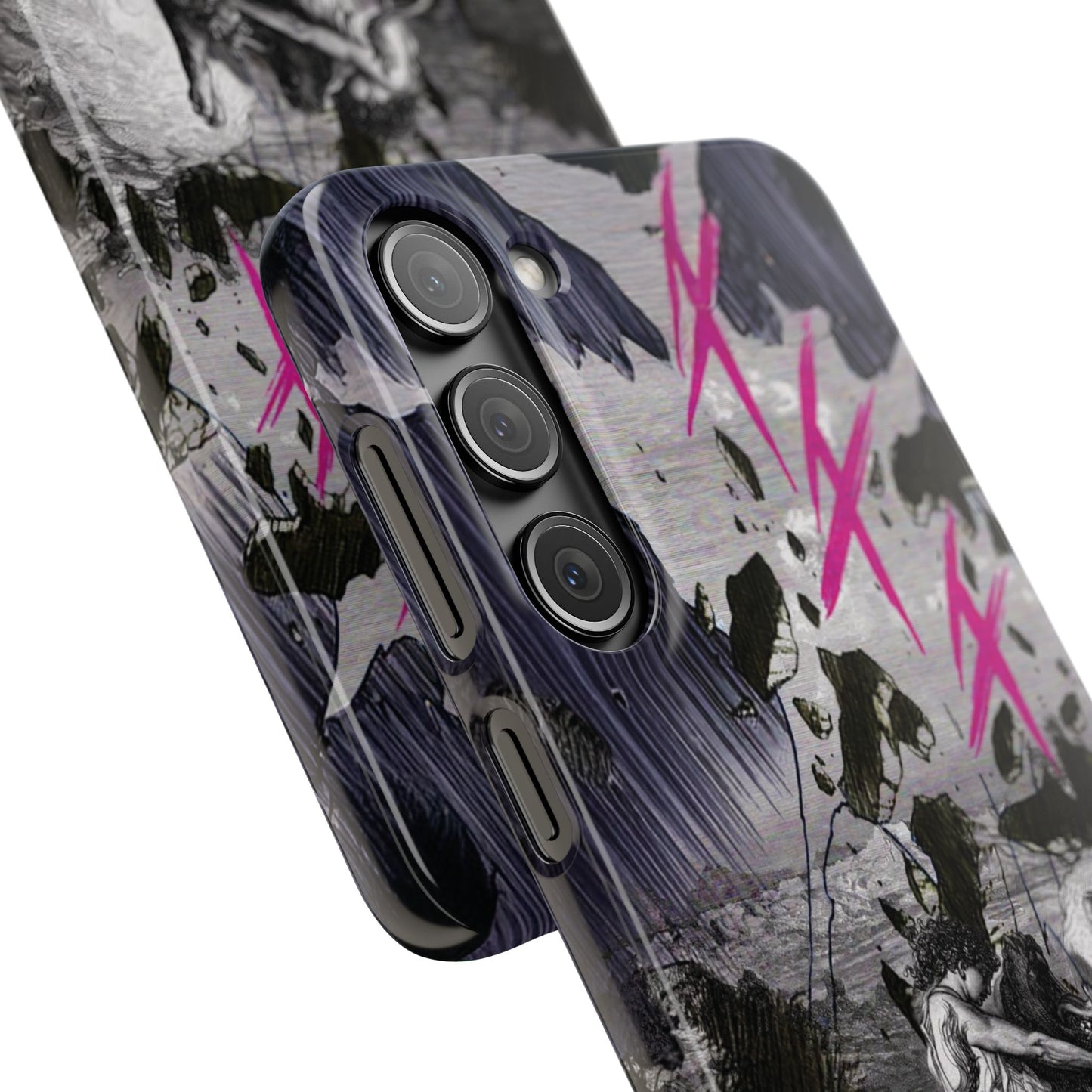 Lionbreaker Fierce Combat Monochrome Design with Electric Fuchsia Sound Glyphs Phone Case