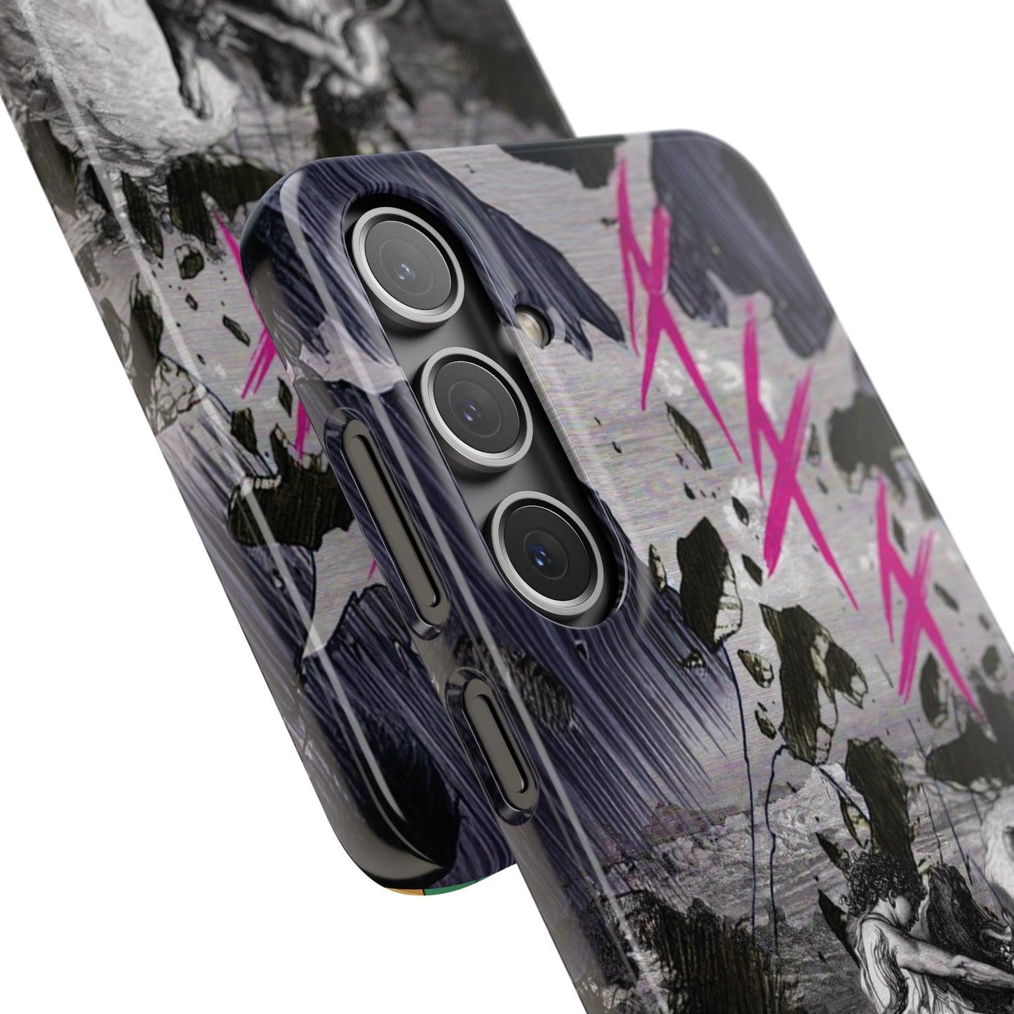 Lionbreaker Fierce Combat Monochrome Design with Electric Fuchsia Sound Glyphs Phone Case