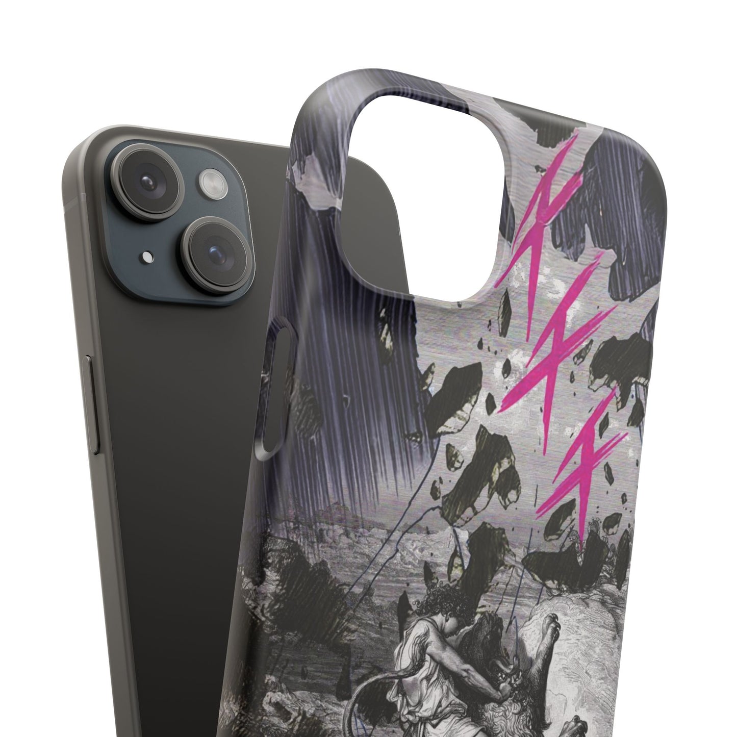 Lionbreaker Fierce Combat Monochrome Design with Electric Fuchsia Sound Glyphs Phone Case