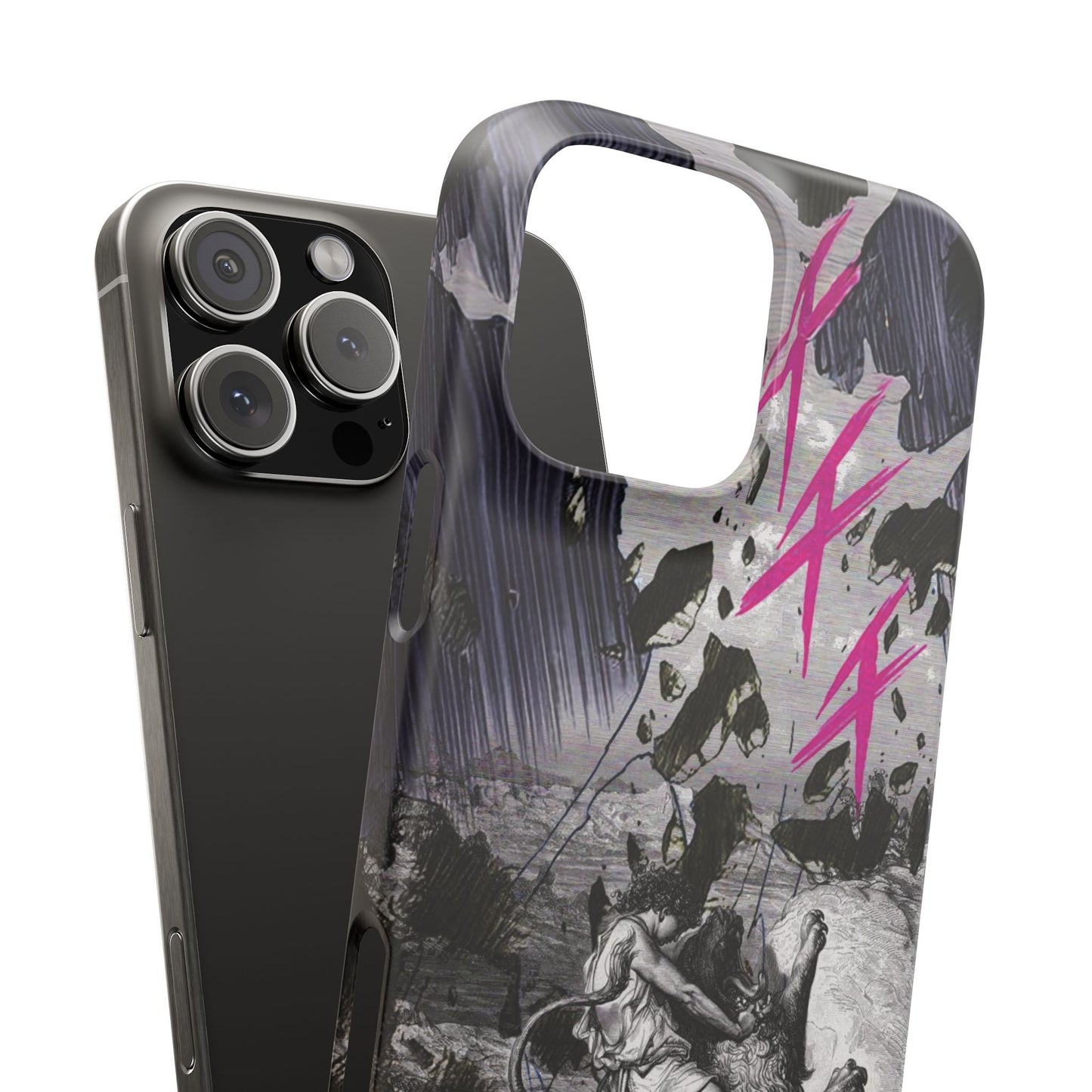 Lionbreaker Fierce Combat Monochrome Design with Electric Fuchsia Sound Glyphs Phone Case