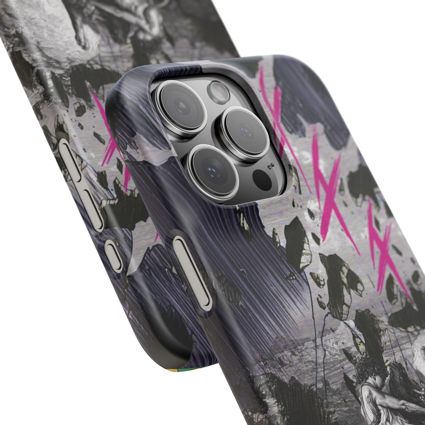 Lionbreaker Fierce Combat Monochrome Design with Electric Fuchsia Sound Glyphs Phone Case