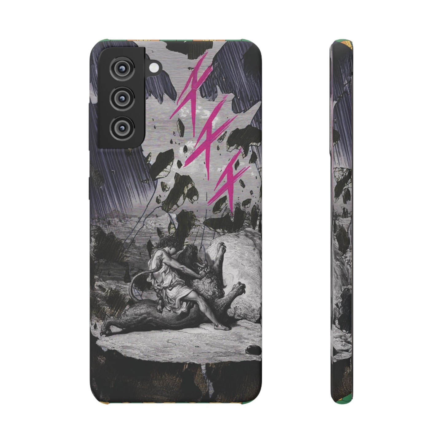 Lionbreaker Fierce Combat Monochrome Design with Electric Fuchsia Sound Glyphs Phone Case