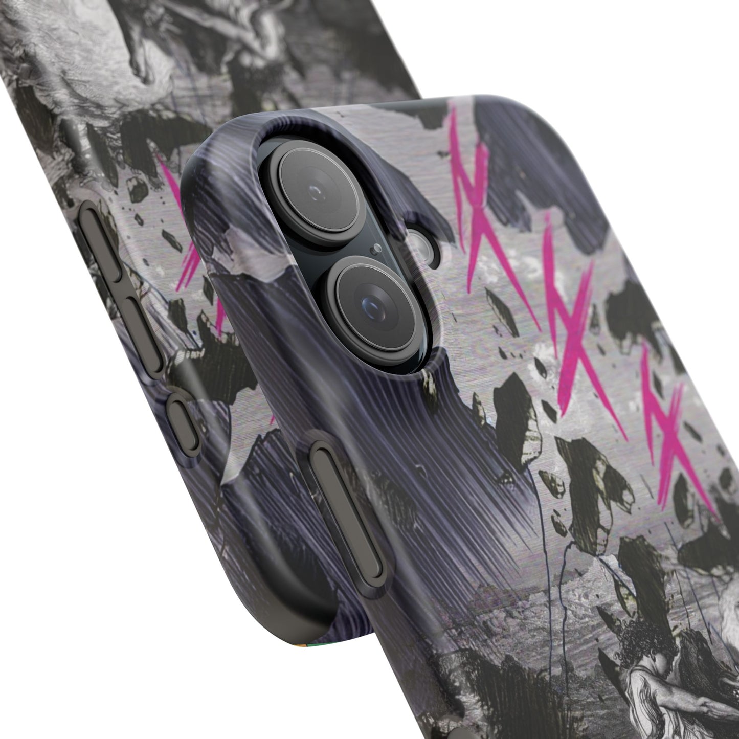 Lionbreaker Fierce Combat Monochrome Design with Electric Fuchsia Sound Glyphs Phone Case