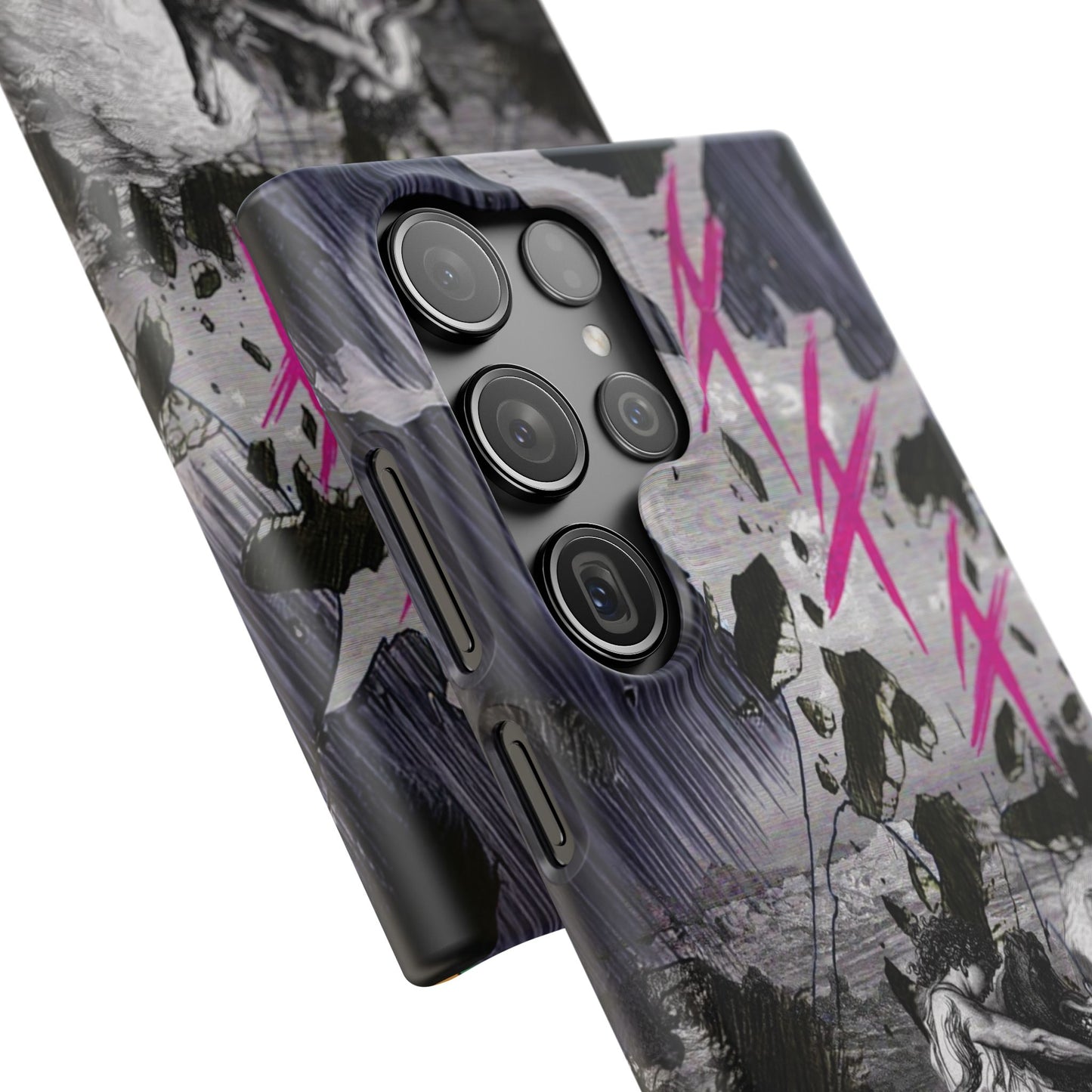 Lionbreaker Fierce Combat Monochrome Design with Electric Fuchsia Sound Glyphs Phone Case