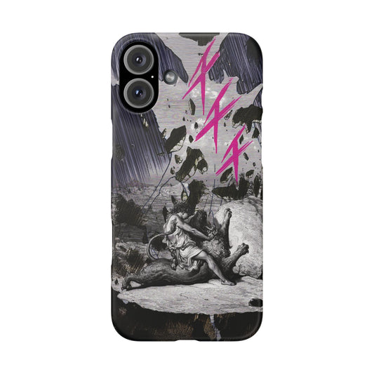 Lionbreaker Fierce Combat Monochrome Design with Electric Fuchsia Sound Glyphs Phone Case