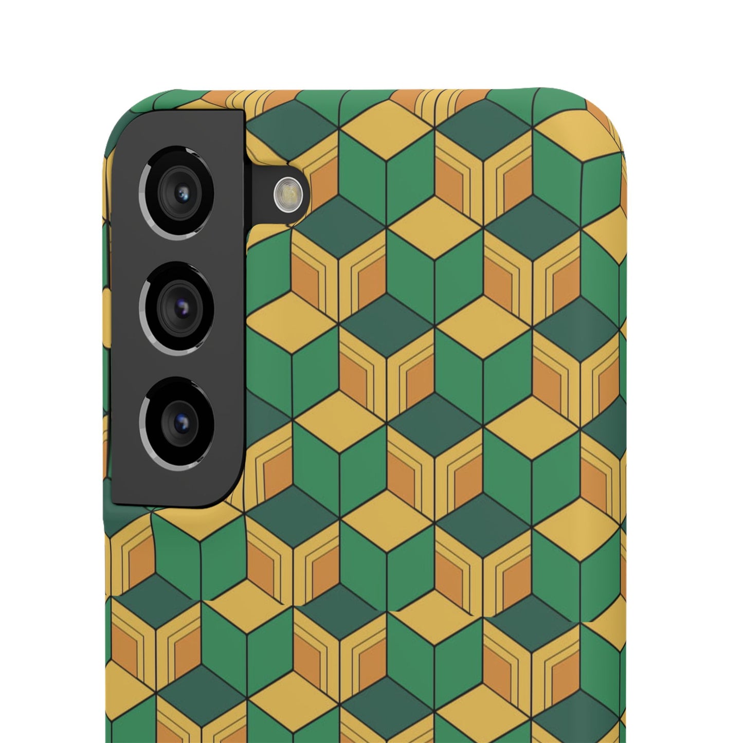 Sabito's Haori Pattern Anime iPhone Case - Geometric Green and Yellow Design