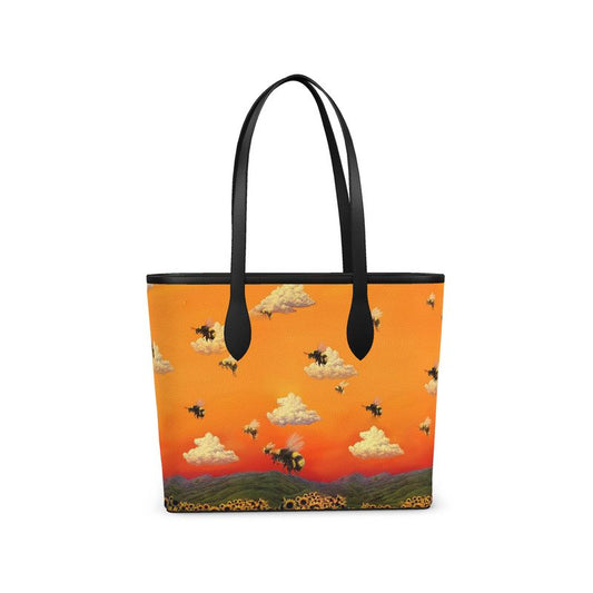 Bees and the Sunset Pattern Leather City Shopper
