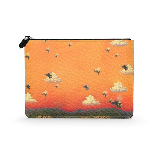 Bees and the Sunset Leather Pouch