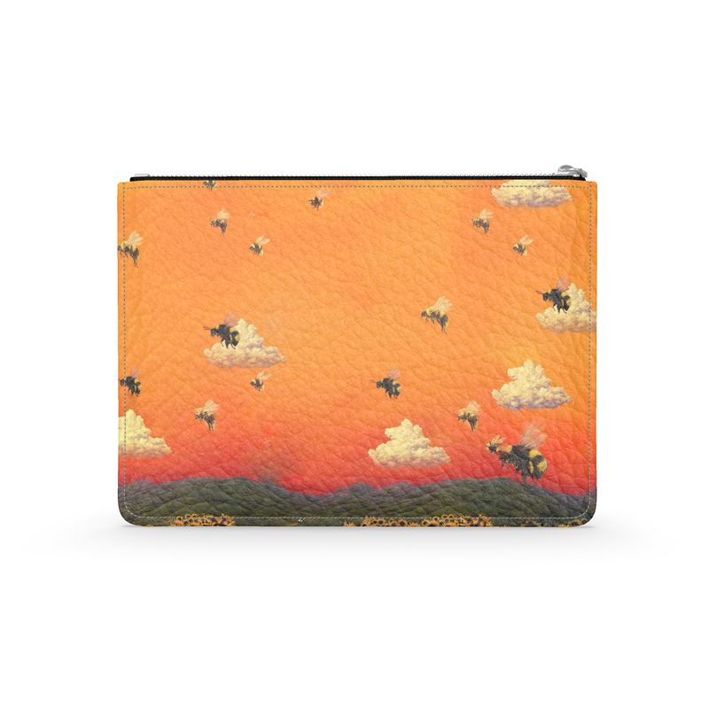 Bees and the Sunset Leather Pouch