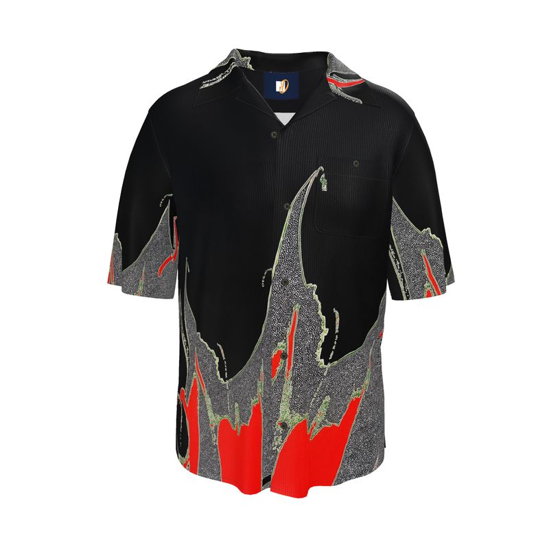 Short‑Sleeve Shirt – Acid‑Drip Black & Red