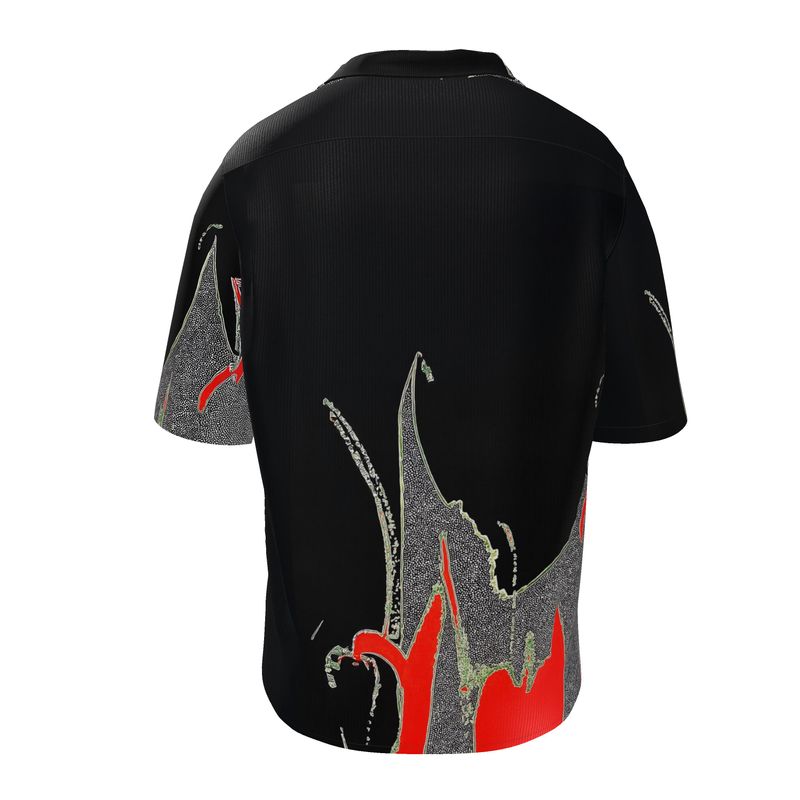 Short‑Sleeve Shirt – Acid‑Drip Black & Red