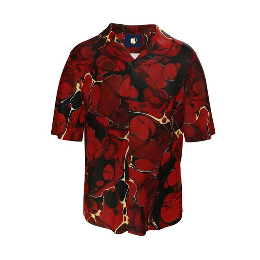 Short‑Sleeve Shirt – Red Marble Swirl Print