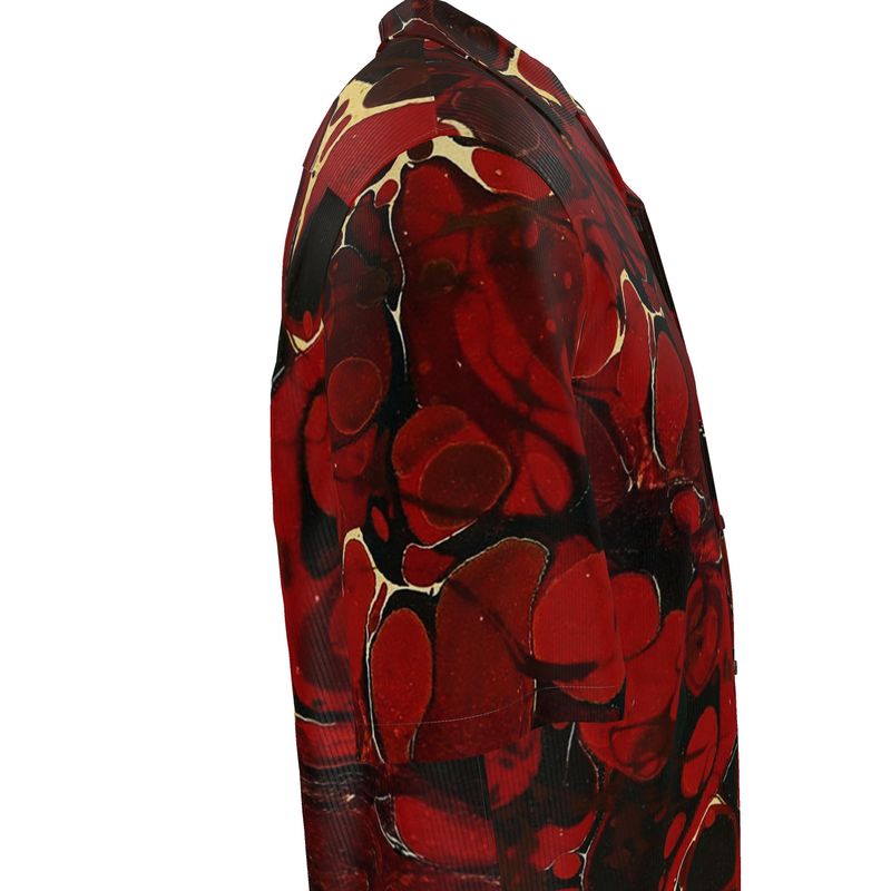 Short‑Sleeve Shirt – Red Marble Swirl Print