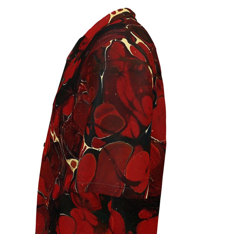 Short‑Sleeve Shirt – Red Marble Swirl Print