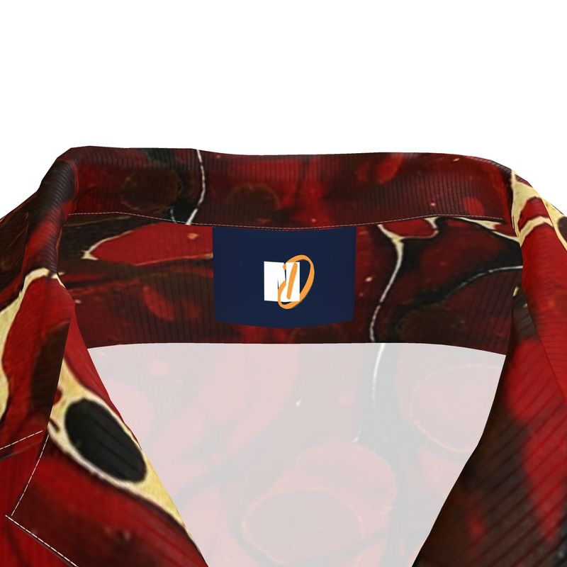 Short‑Sleeve Shirt – Red Marble Swirl Print