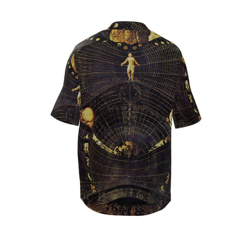 Celestial Blueprint Silk Resort Shirt