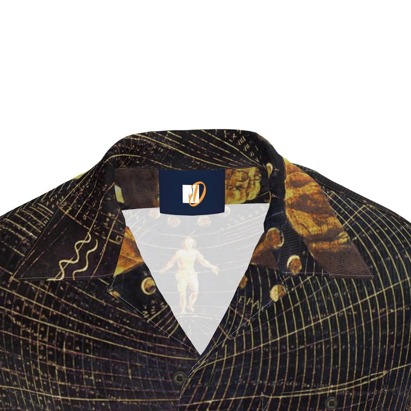 Celestial Blueprint Silk Resort Shirt