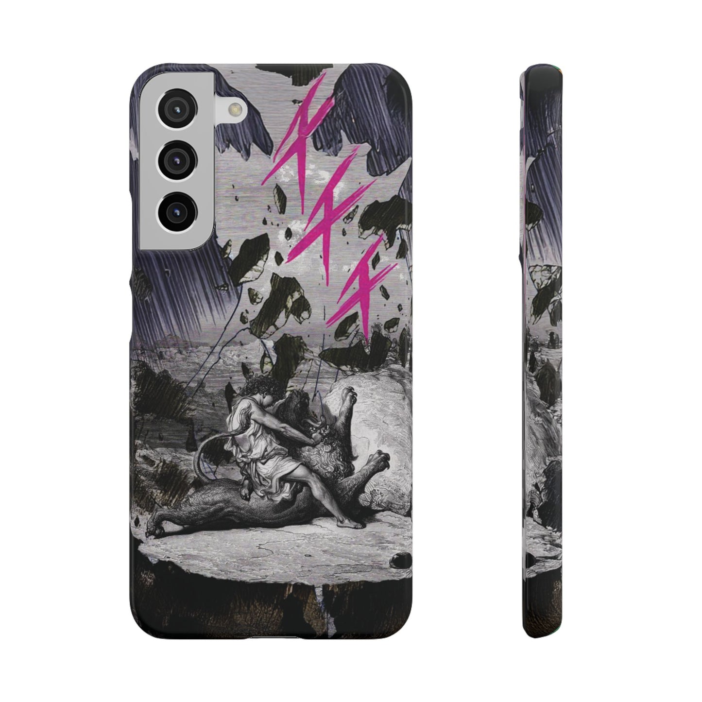 Lionbreaker Fierce Combat Monochrome Design with Electric Fuchsia Sound Glyphs Phone Case