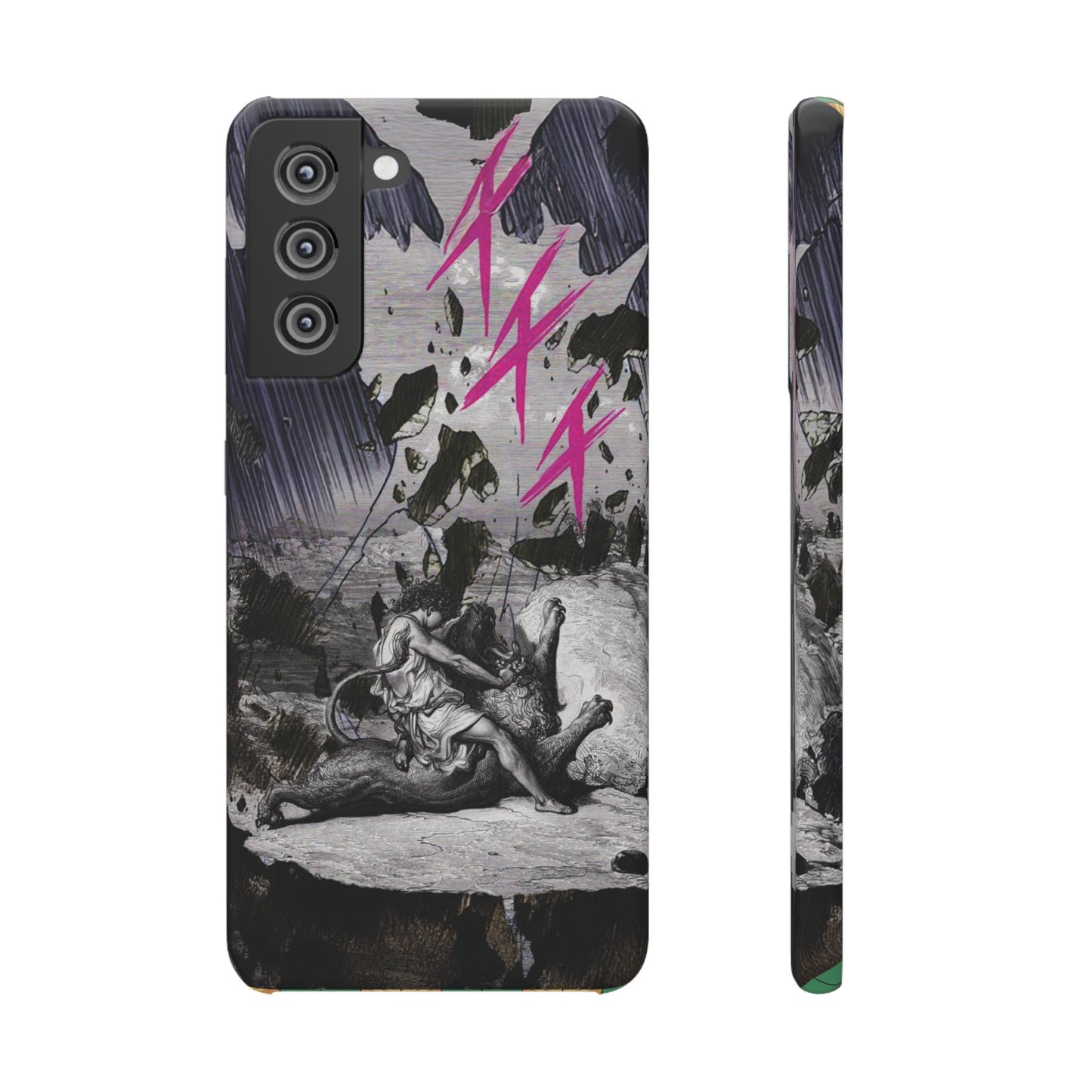 Lionbreaker Fierce Combat Monochrome Design with Electric Fuchsia Sound Glyphs Phone Case
