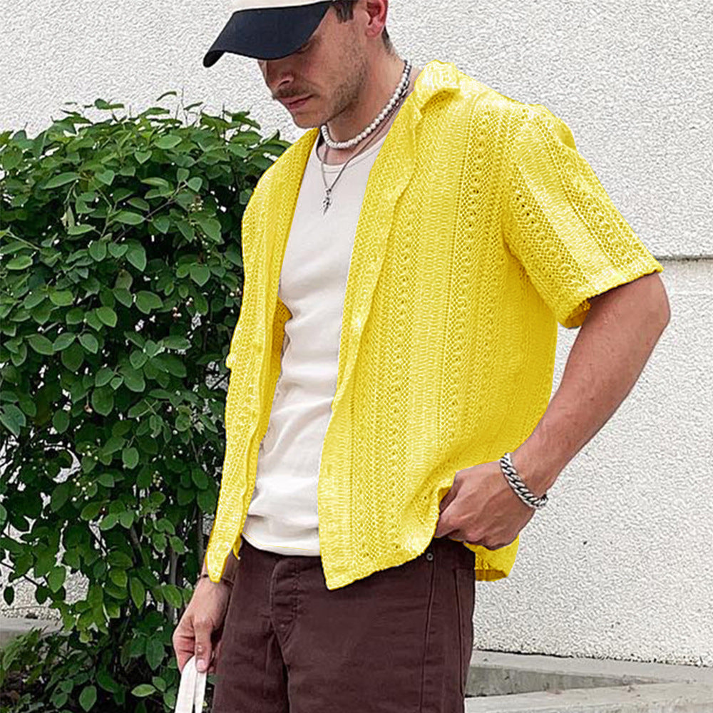 European And American Leisure Knitted Cardigan Summer Cool Hollow Short Sleeve
