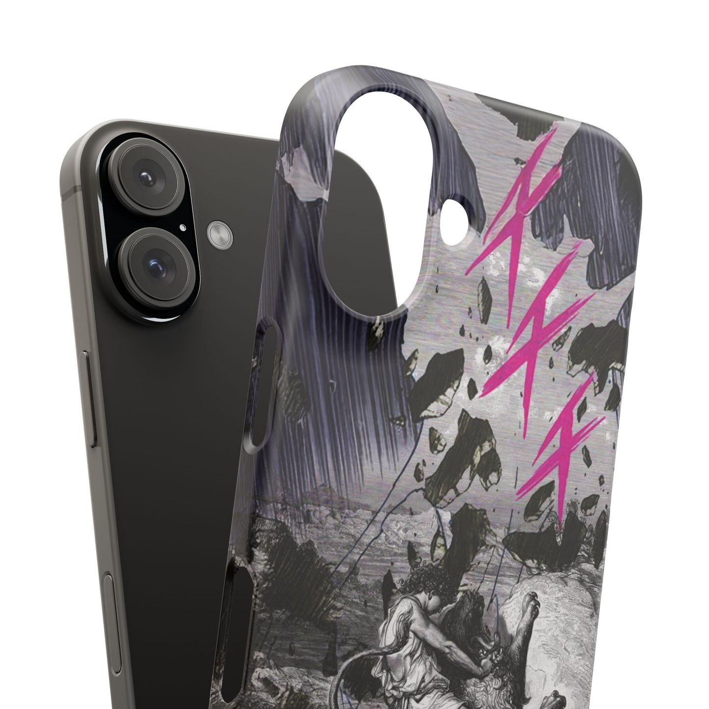 Lionbreaker Fierce Combat Monochrome Design with Electric Fuchsia Sound Glyphs Phone Case