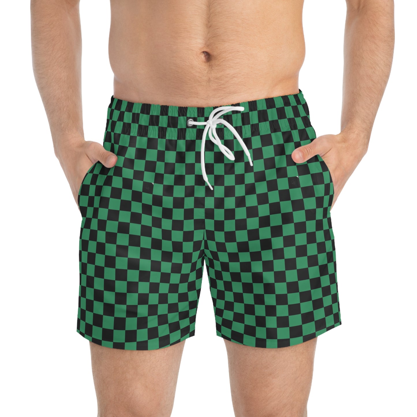 Tanjiro Kamado Green and Black Pattern Swim Trunks