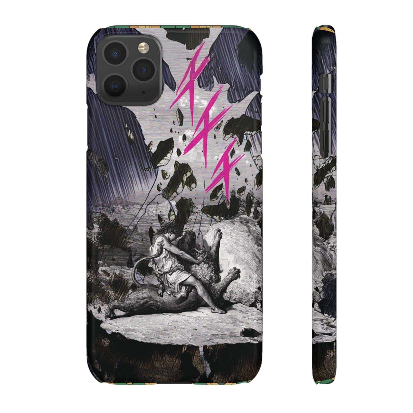 Lionbreaker Fierce Combat Monochrome Design with Electric Fuchsia Sound Glyphs Phone Case