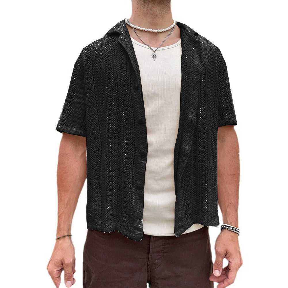 European And American Leisure Knitted Cardigan Summer Cool Hollow Short Sleeve