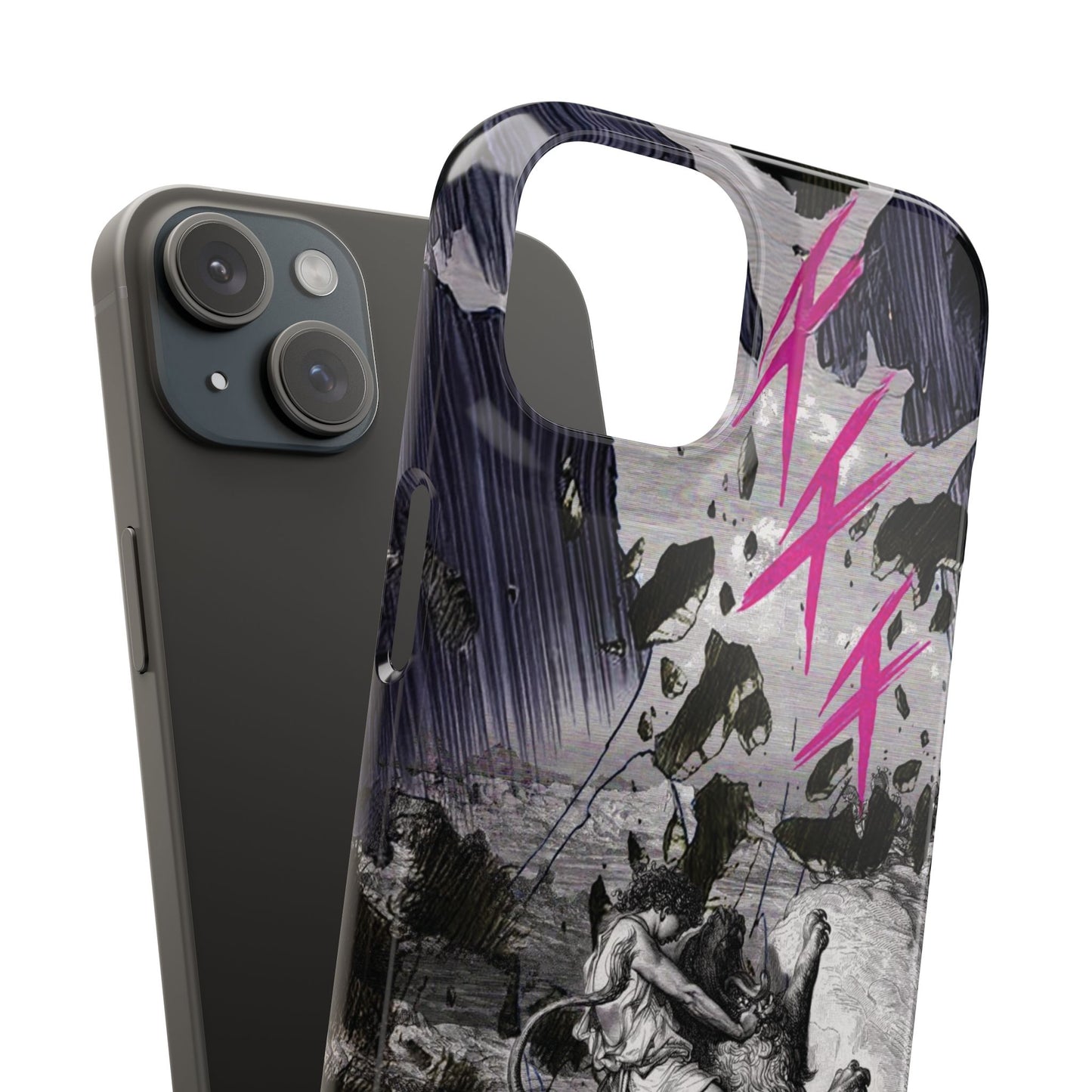 Lionbreaker Fierce Combat Monochrome Design with Electric Fuchsia Sound Glyphs Phone Case