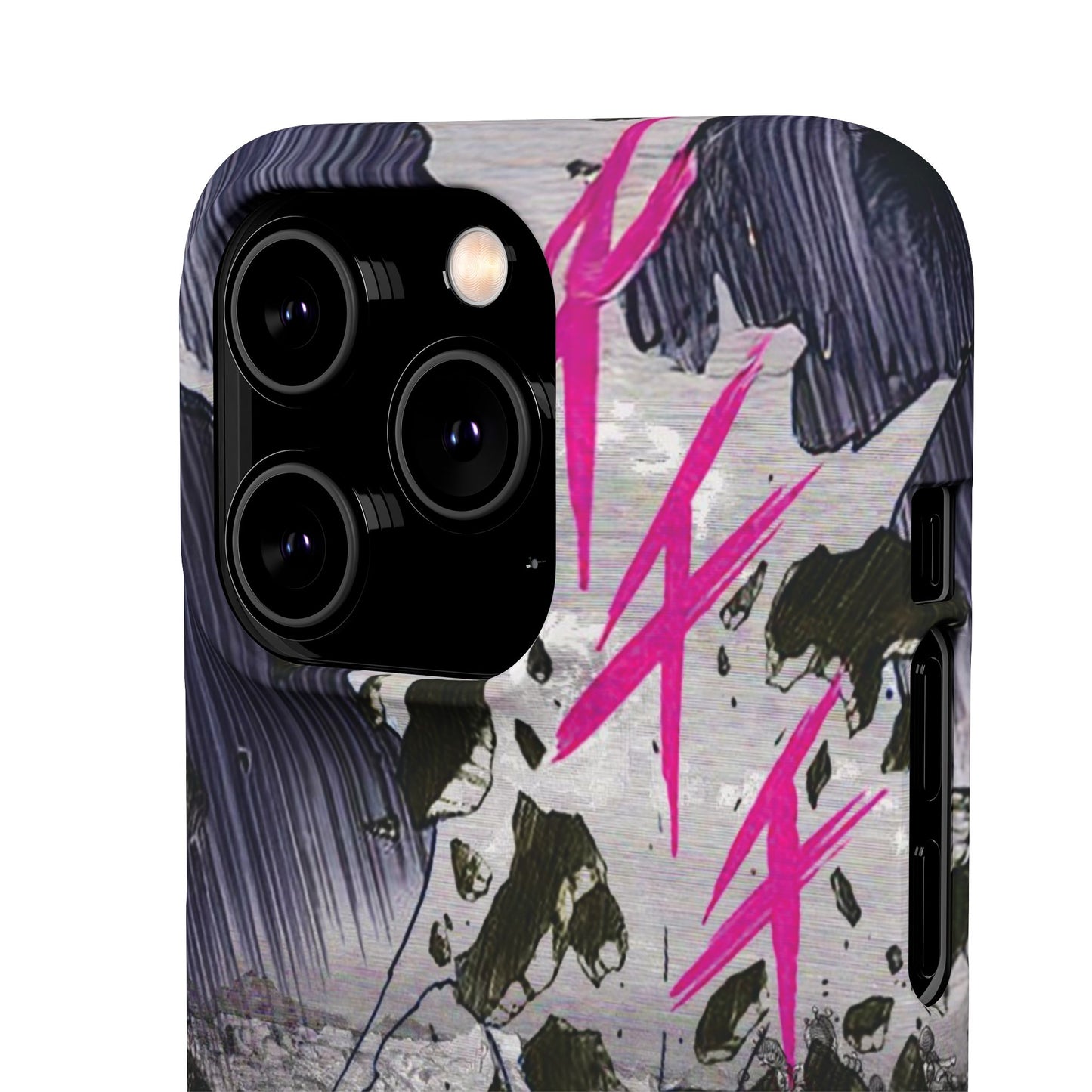 Lionbreaker Fierce Combat Monochrome Design with Electric Fuchsia Sound Glyphs Phone Case