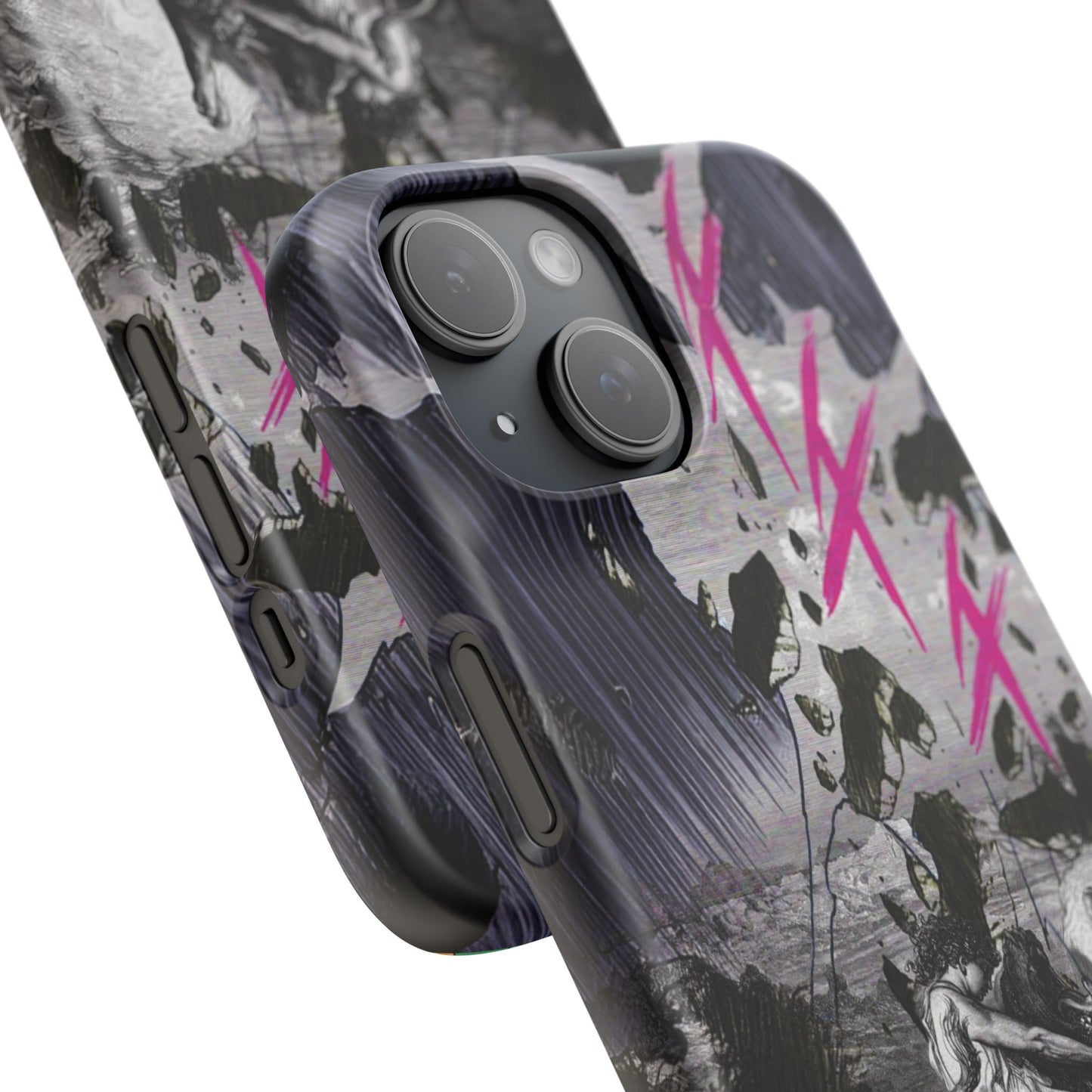 Lionbreaker Fierce Combat Monochrome Design with Electric Fuchsia Sound Glyphs Phone Case