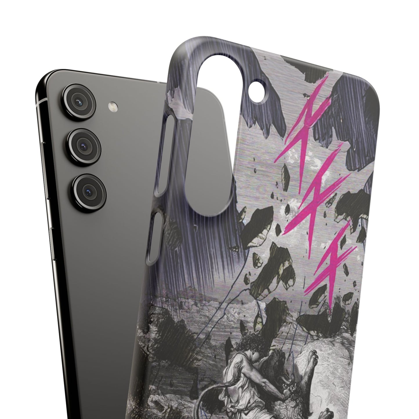 Lionbreaker Fierce Combat Monochrome Design with Electric Fuchsia Sound Glyphs Phone Case