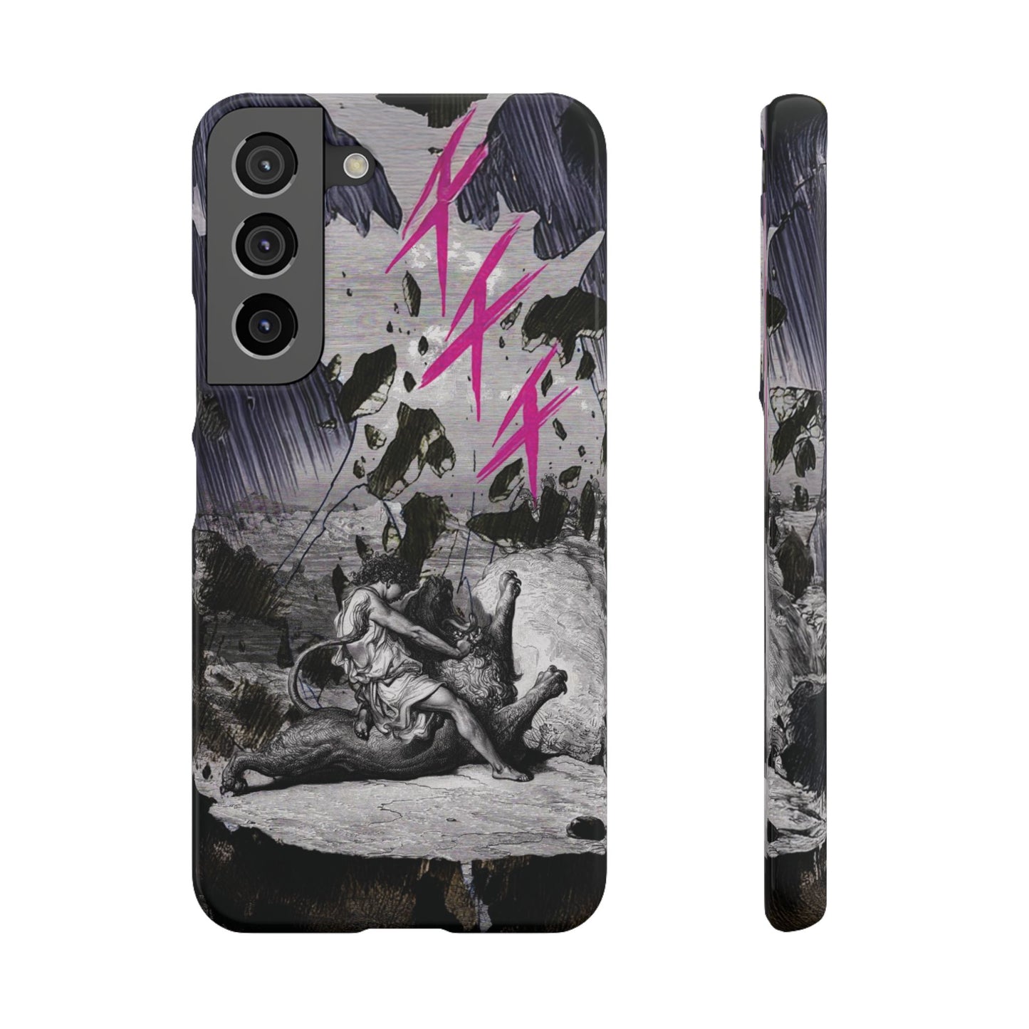 Lionbreaker Fierce Combat Monochrome Design with Electric Fuchsia Sound Glyphs Phone Case