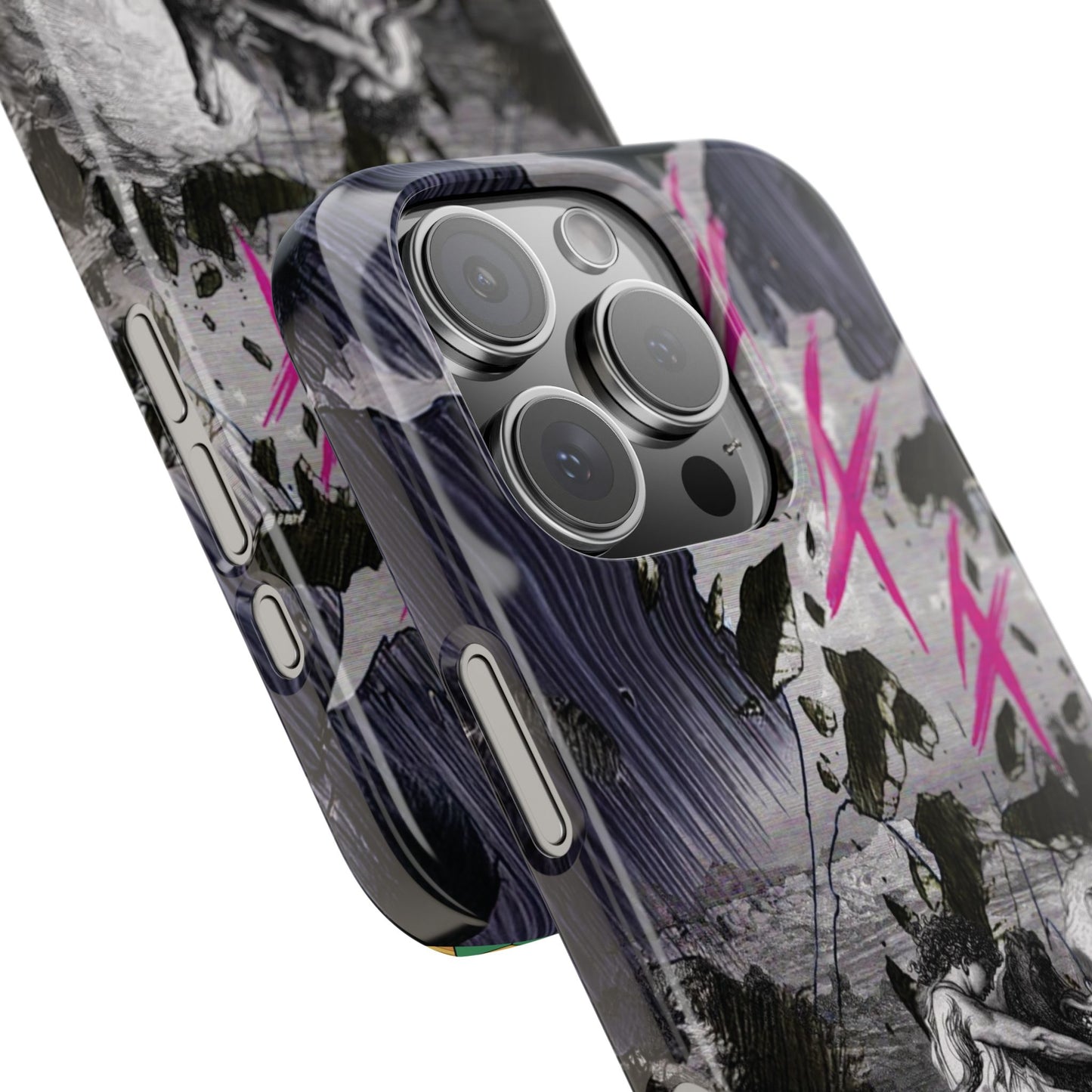 Lionbreaker Fierce Combat Monochrome Design with Electric Fuchsia Sound Glyphs Phone Case