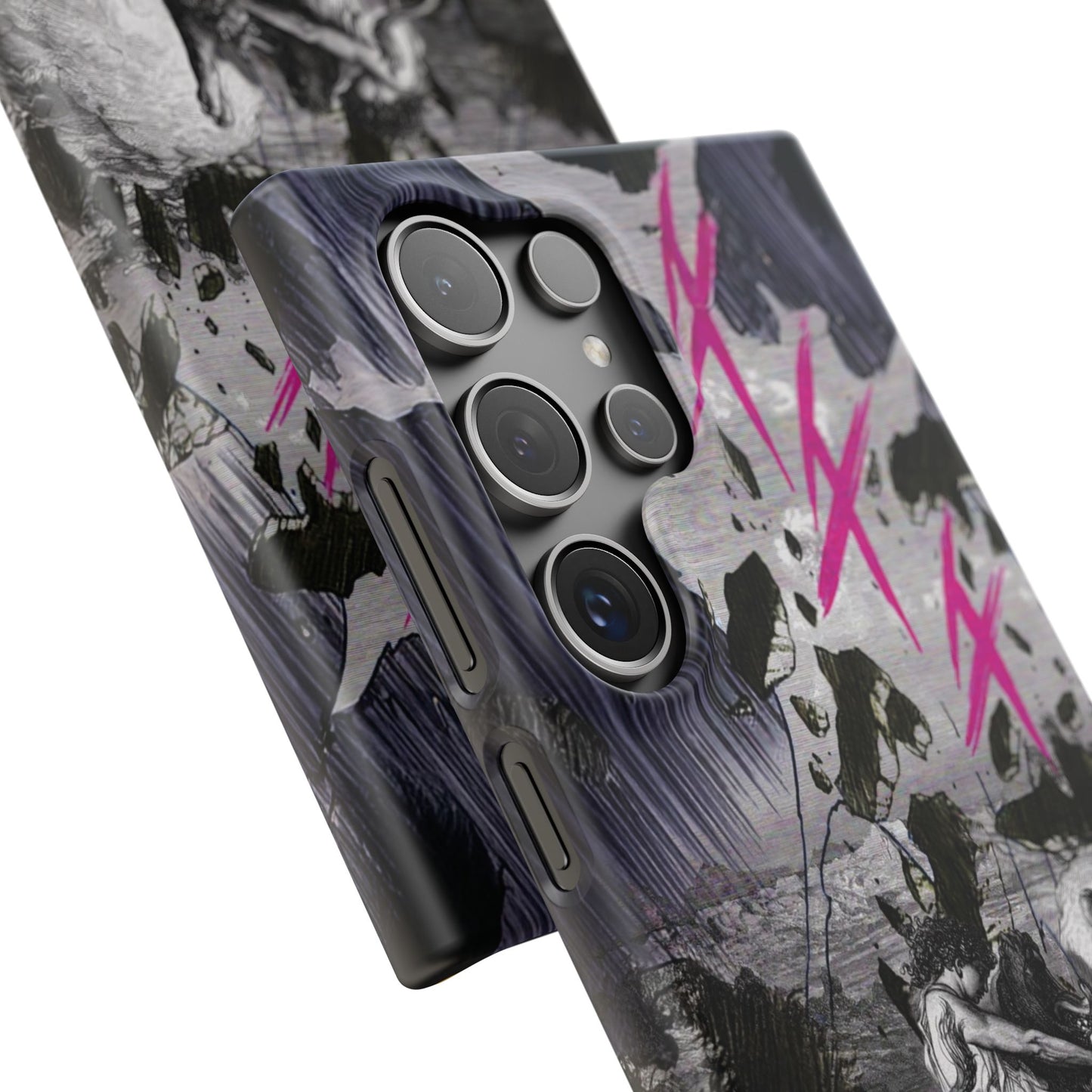 Lionbreaker Fierce Combat Monochrome Design with Electric Fuchsia Sound Glyphs Phone Case