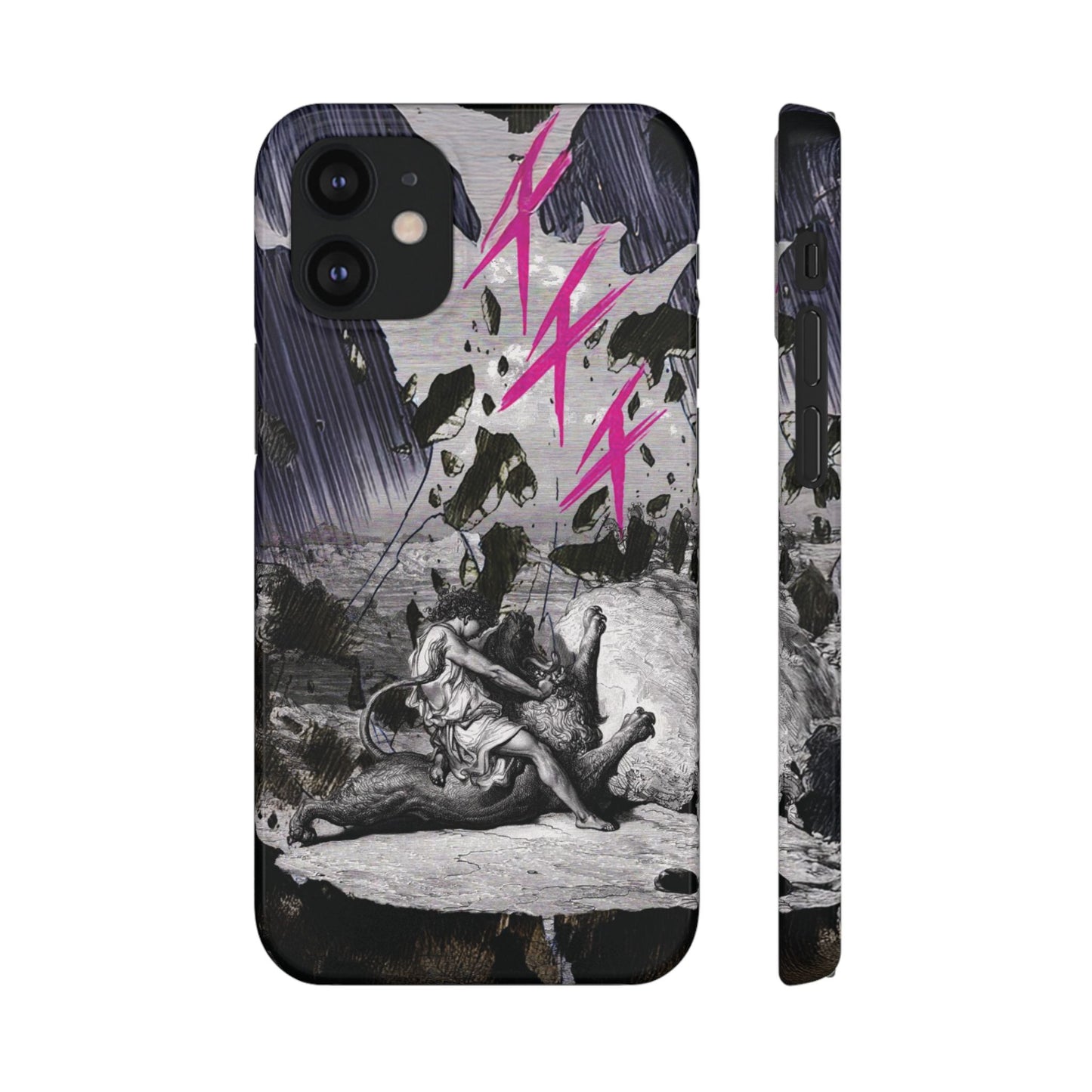 Lionbreaker Fierce Combat Monochrome Design with Electric Fuchsia Sound Glyphs Phone Case