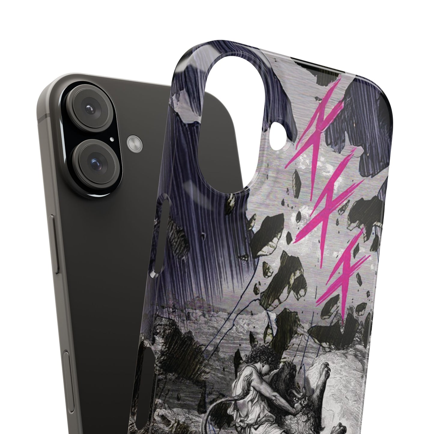 Lionbreaker Fierce Combat Monochrome Design with Electric Fuchsia Sound Glyphs Phone Case
