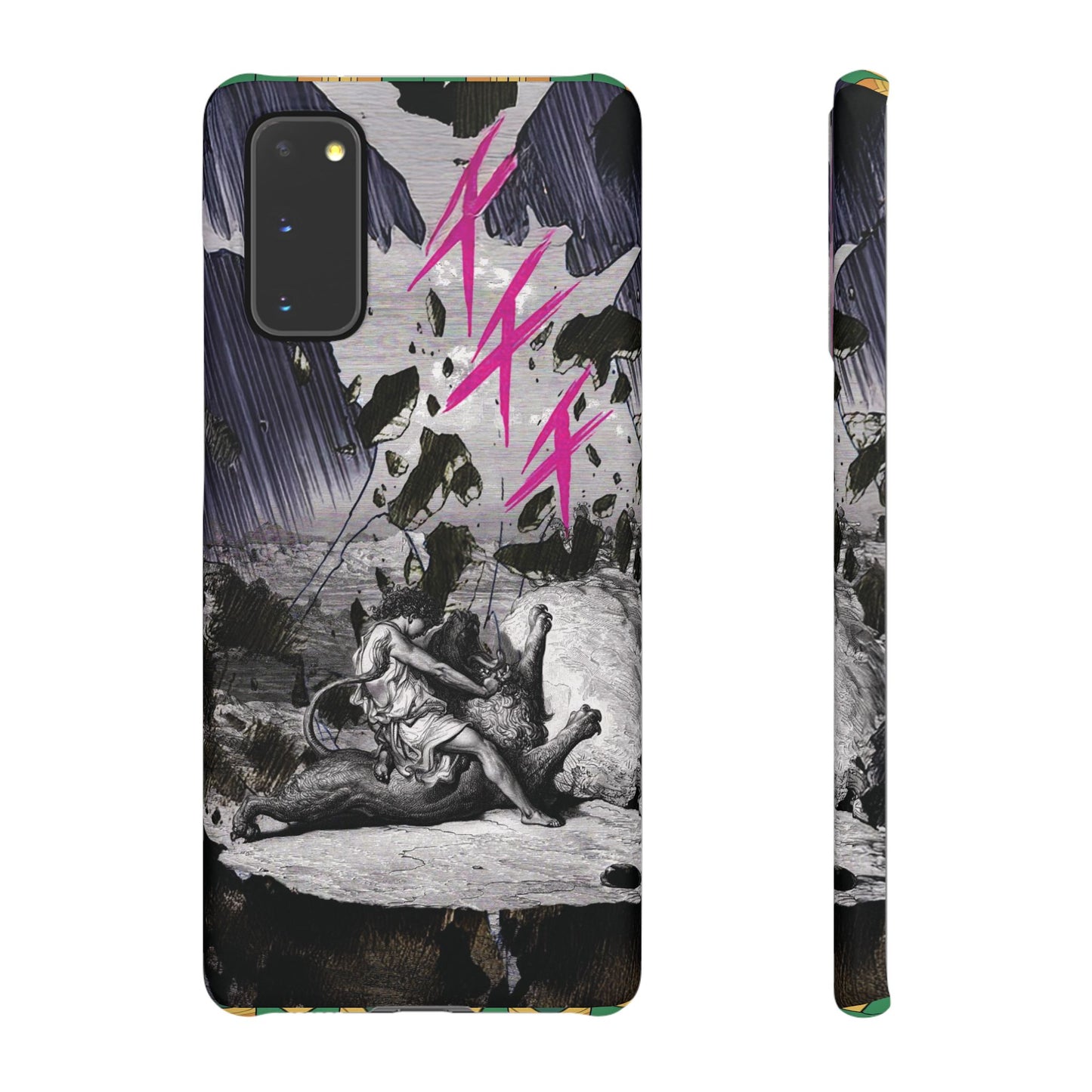Lionbreaker Fierce Combat Monochrome Design with Electric Fuchsia Sound Glyphs Phone Case