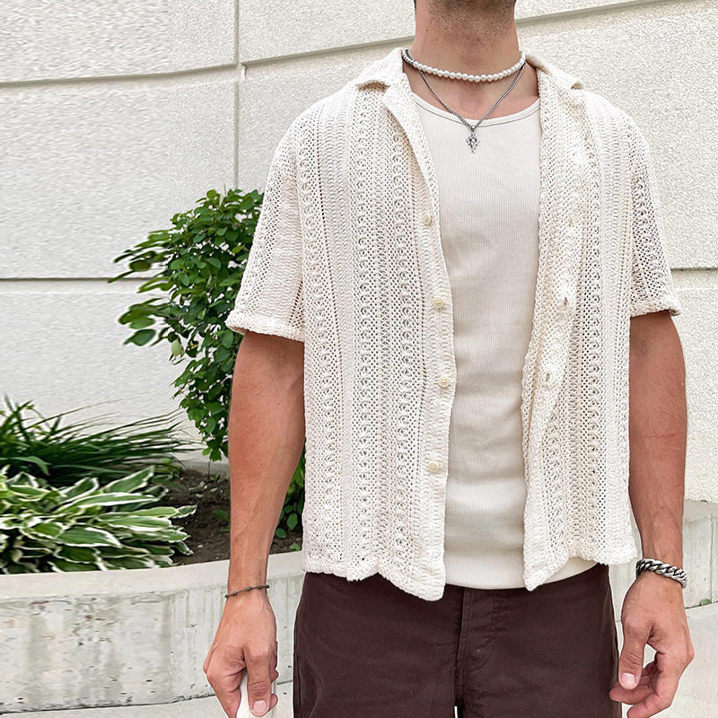 European And American Leisure Knitted Cardigan Summer Cool Hollow Short Sleeve