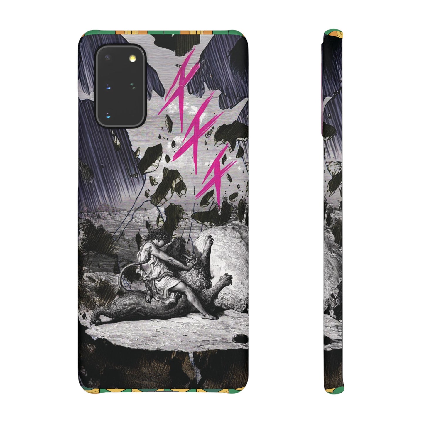 Lionbreaker Fierce Combat Monochrome Design with Electric Fuchsia Sound Glyphs Phone Case
