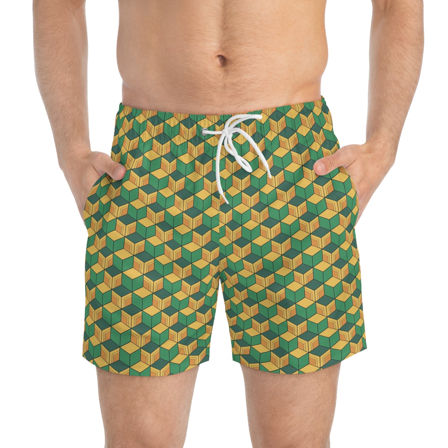 Demon Slayer Zenitsu Agatsuma Yellow and Green Swim Shorts