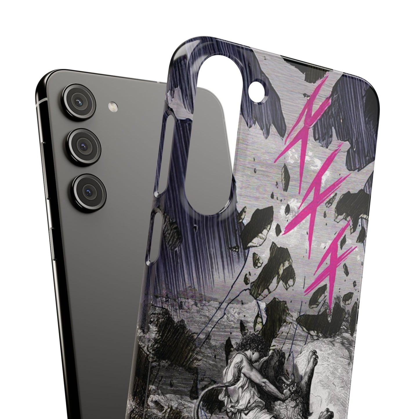 Lionbreaker Fierce Combat Monochrome Design with Electric Fuchsia Sound Glyphs Phone Case